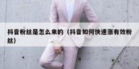 抖音粉丝是怎么来的（抖音如何快速涨有效粉丝）