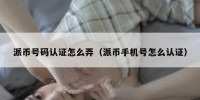 派币号码认证怎么弄（派币手机号怎么认证）