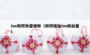 ins如何快速增粉（如何增加ins粉丝量）