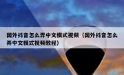 国外抖音怎么弄中文模式视频（国外抖音怎么弄中文模式视频教程）