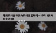 外国的抖音和国内的抖音互联吗一样吗（国外抖音区别）