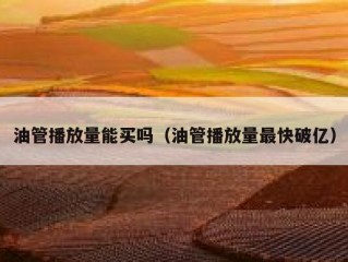 油管播放量能买吗（油管播放量最快破亿）