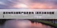派币如何注册账户信息查询（派币注册流程图）