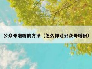 公众号增粉的方法（怎么样让公众号增粉）