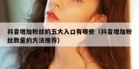 抖音增加粉丝的五大入口有哪些（抖音增加粉丝数量的方法推荐）
