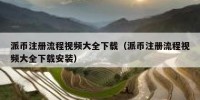 派币注册流程视频大全下载（派币注册流程视频大全下载安装）