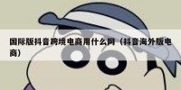 国际版抖音跨境电商用什么网（抖音海外版电商）