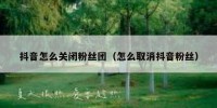 抖音怎么关闭粉丝团（怎么取消抖音粉丝）