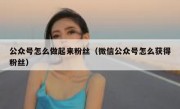 公众号怎么做起来粉丝（微信公众号怎么获得粉丝）