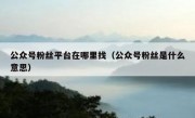 公众号粉丝平台在哪里找（公众号粉丝是什么意思）