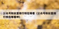 公众号粉丝量排行榜在哪看（公众号粉丝量排行榜在哪看啊）