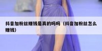 抖音加粉丝赚钱是真的吗吗（抖音加粉丝怎么赚钱）
