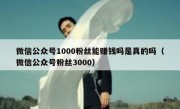 微信公众号1000粉丝能赚钱吗是真的吗（微信公众号粉丝3000）