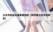 公众号粉丝从哪里看到的（如何看公众号的粉丝）