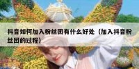 抖音如何加入粉丝团有什么好处（加入抖音粉丝团的过程）