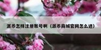 派币怎样注册账号啊（派币商城官网怎么进）