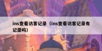 ins查看访客记录（ins查看访客记录有记录吗）