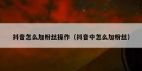 抖音怎么加粉丝操作（抖音中怎么加粉丝）