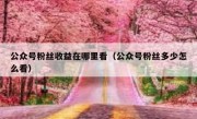 公众号粉丝收益在哪里看（公众号粉丝多少怎么看）