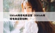 tiktok跨境电商运营（tiktok跨境电商运营招聘）