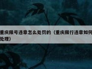 重庆限号违章怎么处罚的（重庆限行违章如何处理）