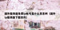国外服务器免费ip帐号是什么意思啊（国外ip服务器下载软件）