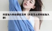 抖音加入粉丝群后怎样（抖音怎么把粉丝加入群）