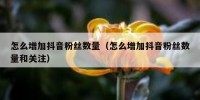怎么增加抖音粉丝数量（怎么增加抖音粉丝数量和关注）