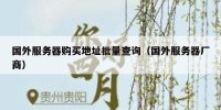 国外服务器购买地址批量查询（国外服务器厂商）
