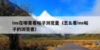 ins在哪里看帖子浏览量（怎么看ins帖子的浏览者）