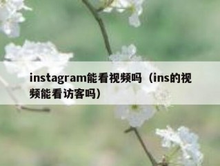 instagram能看视频吗（ins的视频能看访客吗）