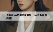 怎么看ins的浏览量数据（ins怎么看访问量）