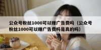 公众号粉丝1000可以赚广告费吗（公众号粉丝1000可以赚广告费吗是真的吗）