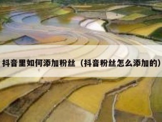 抖音里如何添加粉丝（抖音粉丝怎么添加的）