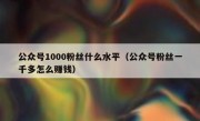 公众号1000粉丝什么水平（公众号粉丝一千多怎么赚钱）