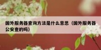 国外服务器查询方法是什么意思（国外服务器公安查的吗）