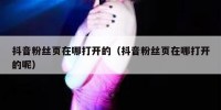 抖音粉丝页在哪打开的（抖音粉丝页在哪打开的呢）