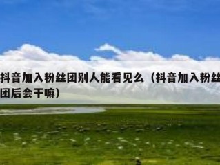 抖音加入粉丝团别人能看见么（抖音加入粉丝团后会干嘛）