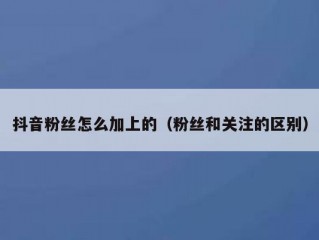 抖音粉丝怎么加上的（粉丝和关注的区别）
