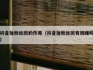 抖音加粉丝团的作用（抖音加粉丝团有钱赚吗）