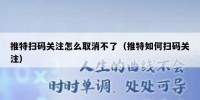 推特扫码关注怎么取消不了（推特如何扫码关注）