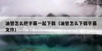 油管怎么把字幕一起下载（油管怎么下载字幕文件）