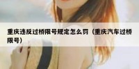 重庆违反过桥限号规定怎么罚（重庆汽车过桥限号）