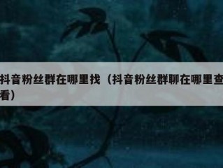 抖音粉丝群在哪里找（抖音粉丝群聊在哪里查看）