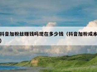 抖音加粉丝赚钱吗现在多少钱（抖音加粉成本）