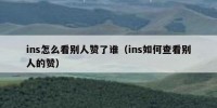 ins怎么看别人赞了谁（ins如何查看别人的赞）