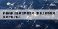 抖音的粉丝是关注的意思吗（抖音上的粉丝就是关注你了吗）
