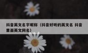 抖音英文名字昵称（抖音好听的英文名 抖音里面英文网名）