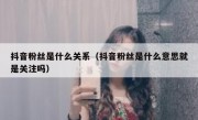 抖音粉丝是什么关系（抖音粉丝是什么意思就是关注吗）