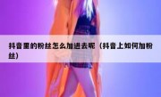 抖音里的粉丝怎么加进去呢（抖音上如何加粉丝）